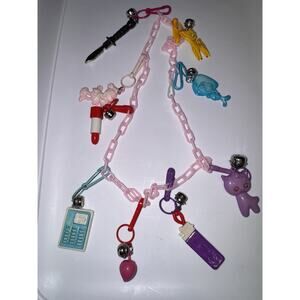 Vintage Bell Plastic Charm Necklace Nostalgic 1980s Era